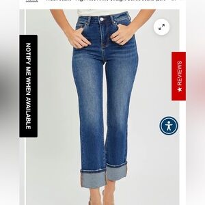 Risen Jeans High Rise Ankle Straight Cuffed